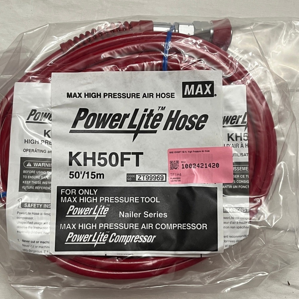 NEW MAX PowerLite High Pressure Air Hose KH50FT Red  High-PSI ZT99969